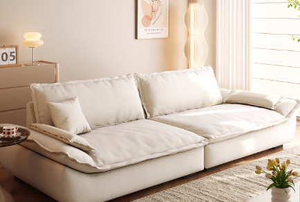 意式奶油风猫抓皮婴儿绒艺客厅沙发组合海绵松木底直排单位踏