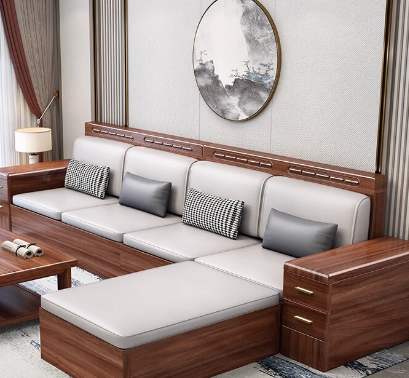 源氏木语实木折叠沙发床简约现代客厅家具北欧小户型橡木两用沙发