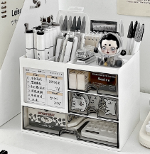 学生笔筒多功能桌面收纳盒可爱小熊笔桶办公室创意桌面文具置物架