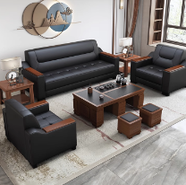 遇造会议办公沙发商务会客洽谈接待室新中式沙发茶几组合