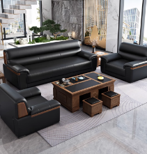 遇造会议办公沙发商务会客洽谈接待室新中式沙发茶几组合