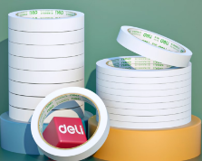 得力(deli)高粘棉纸双面胶带 学生文具手工制作 9mm*10y(9.1m/卷) 白色小卷芯2卷装 