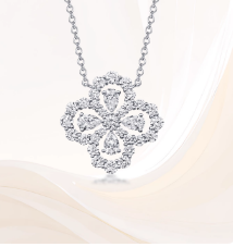 周大生心动四叶草项链银套链S925银镶嵌 