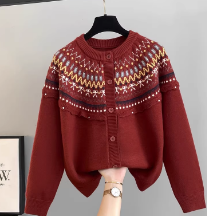 高端重磅粗针设计系带针织开衫女毛衣外套2023秋新款